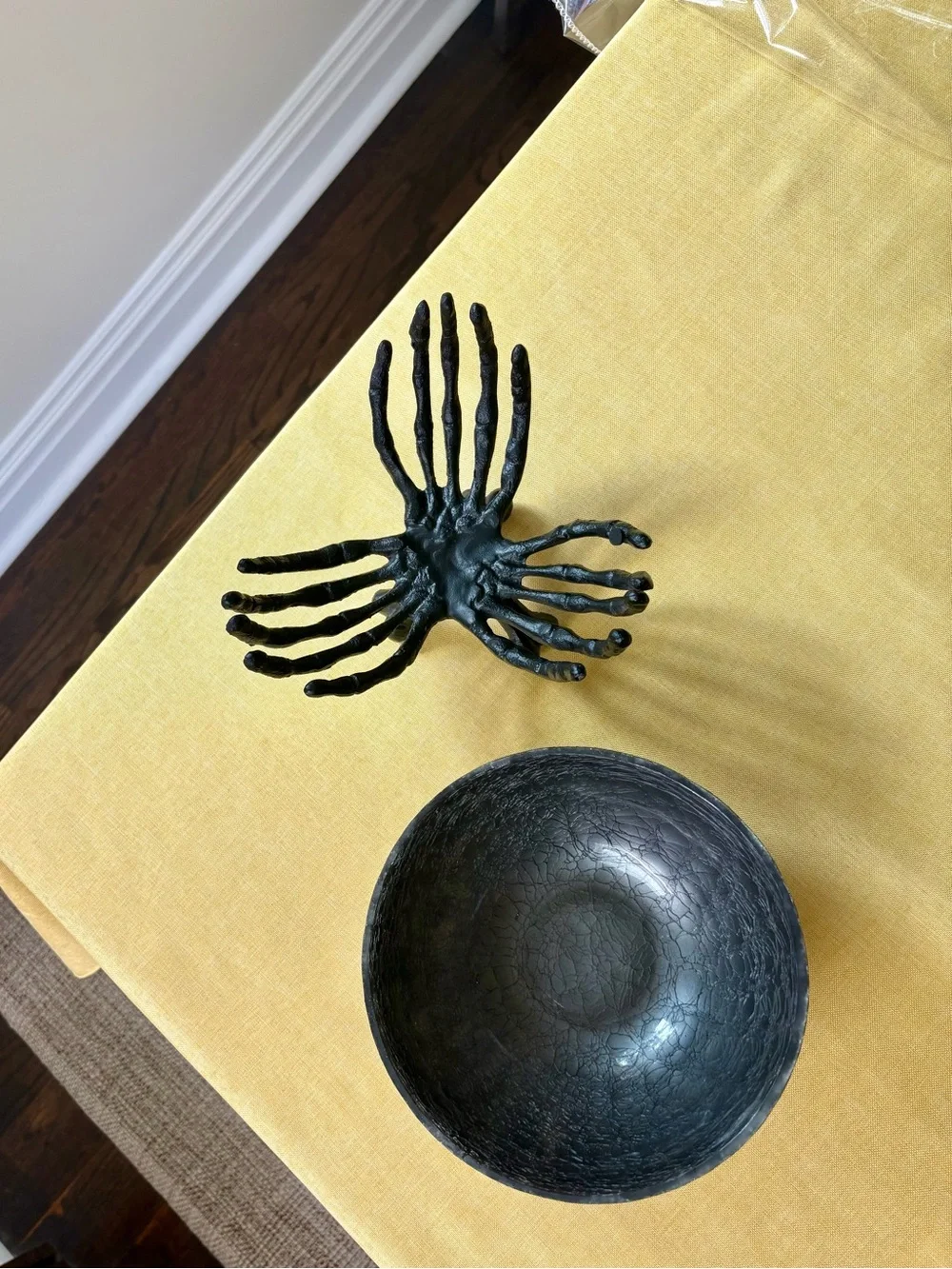 Skeleton Hands Round Metallic Bowl